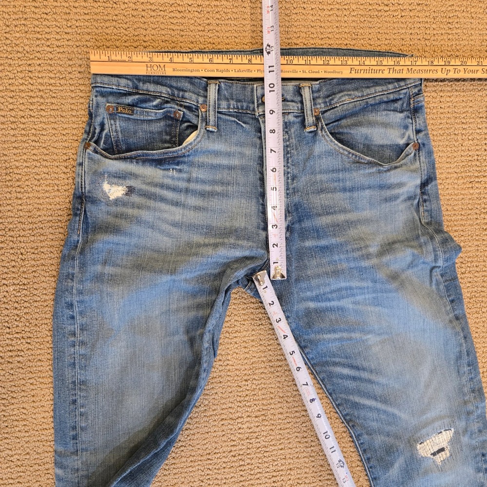 Polo Ralph Lauren Sullivan Slim Distressed Jeans Mens 34x34 Medium Wash Denim - Picture 10 of 14